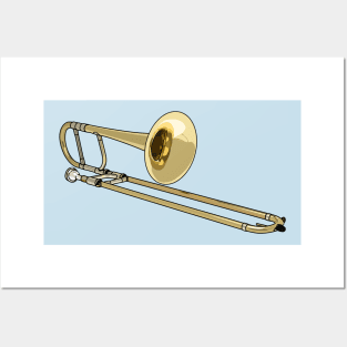 Trombone cartoon illustration Posters and Art